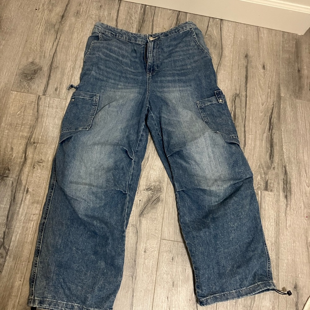 H&M Blue Denim Elastic Waist Pants